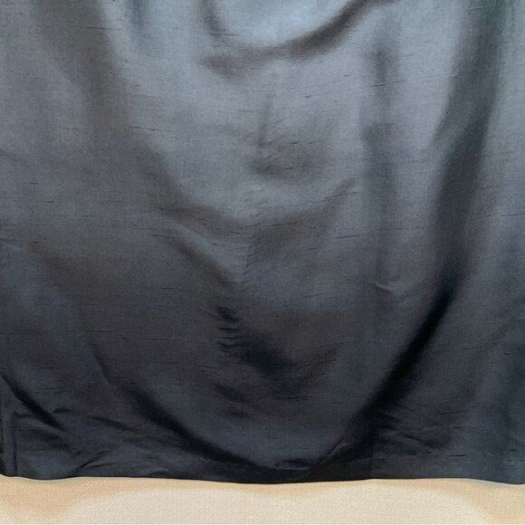 An Ren New York Womens Midi Silk Straight Pencil Skirt Small Black Back Slit - Picture 4 of 10